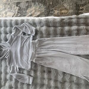 Athleta Girl Light Gray Ribbed Velour Set 7-8 / 9-10